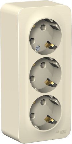 Розетка с заземлением накладная Systeme Electric Blanca 3-м. молочный картинка